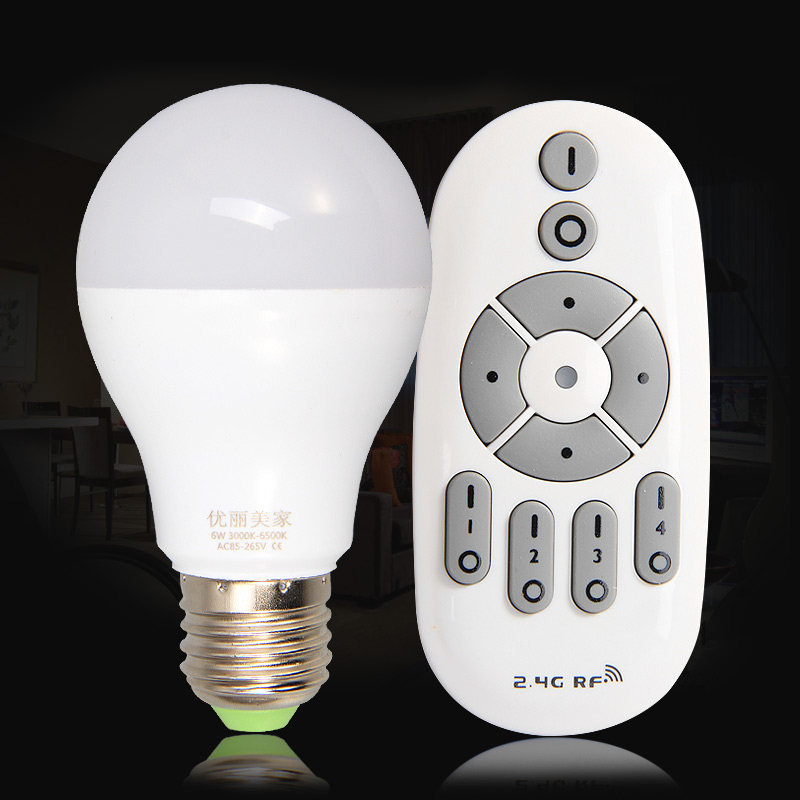 遥控led灯泡 智能遥控无极调光暖光白光调控多功能节能遥控小夜灯