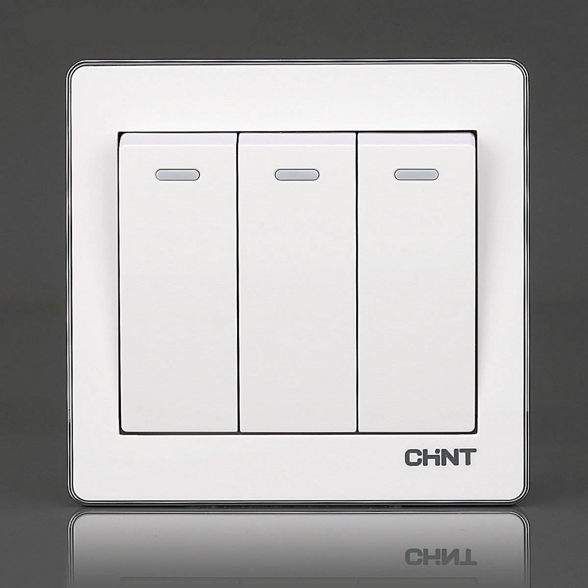 正泰3开开关插座86型new6d三开双控16a面板三联墙壁开关电工正品