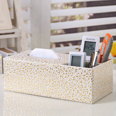 欧式纸巾盒客厅居家酒店创意皮革多功能抽纸盒办公桌面收纳纸抽盒