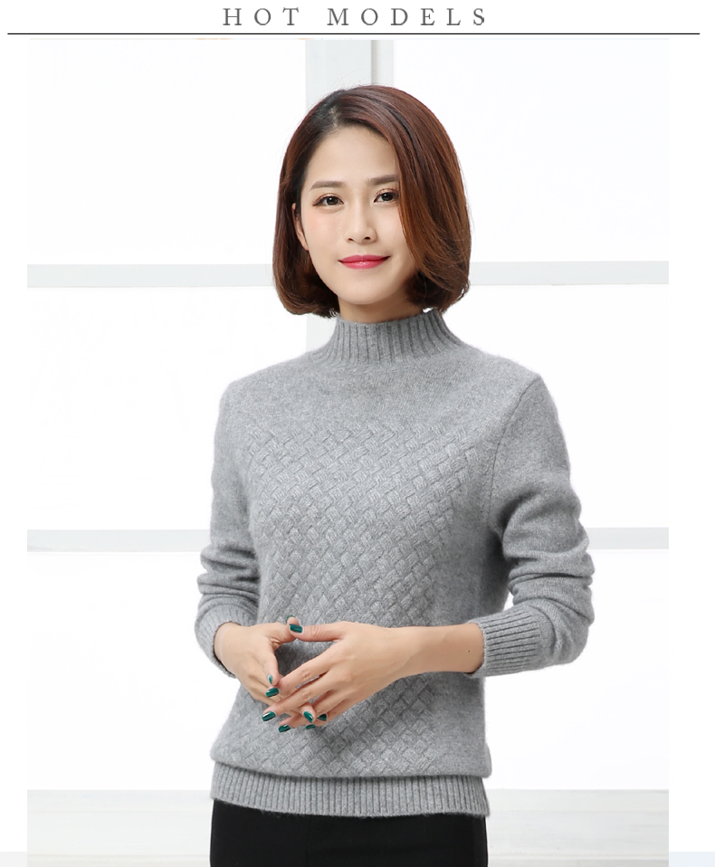 秋冬新款山羊绒衫女半高领加厚套头毛衣纯色针织打底羊毛衫韩版潮