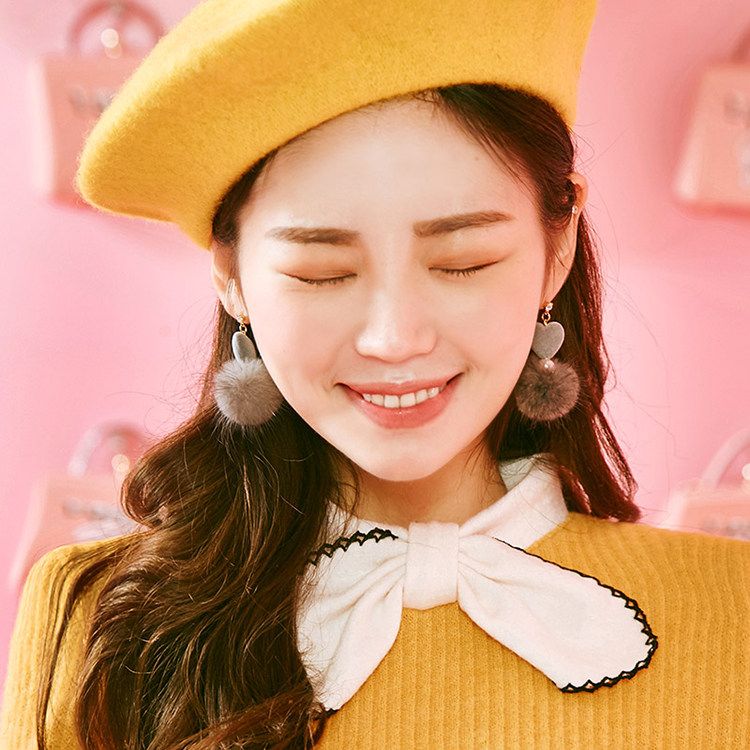 韩国进口 圣诞款复古俏皮淑女可爱撞色丝绒星星扭扣吊坠耳钉 耳环