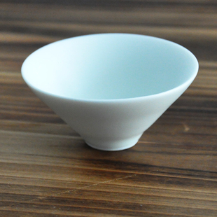 杯子 炎窑 无光白斗笠茶杯 精美陶瓷茶具配件 景德镇高岭土瓷泥杯子