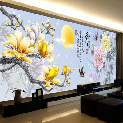 花好月圆十字绣花开富贵牡丹花玉兰花家和万事兴新款客厅szx大画