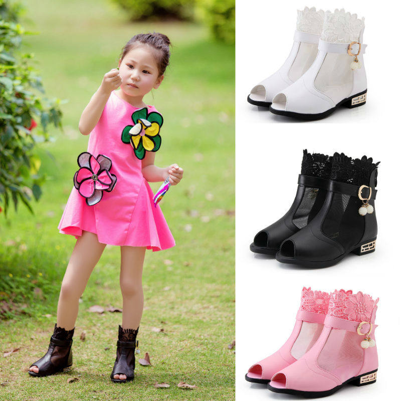 韩版短靴少女马丁靴女童靴子春秋单靴白色儿童鞋中大童初中学生鞋