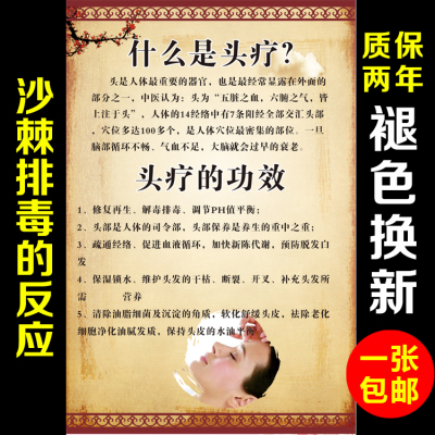 美容院海報中醫養生海報宣傳畫圖片裝飾畫壁畫貼定製頭療頭部護理