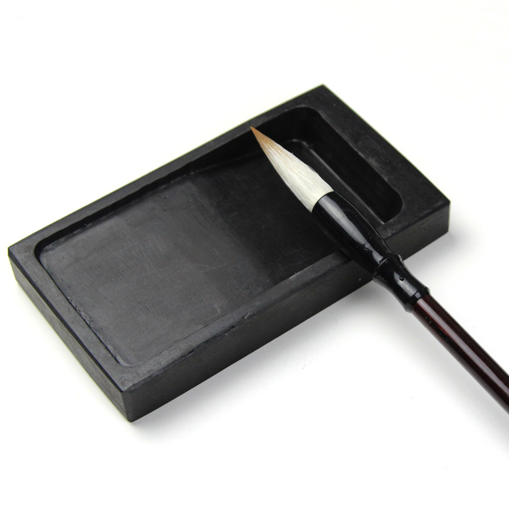 六品堂素砚学生砚台文房四宝端砚中国名砚/墨盒歙砚5寸长方形砚台