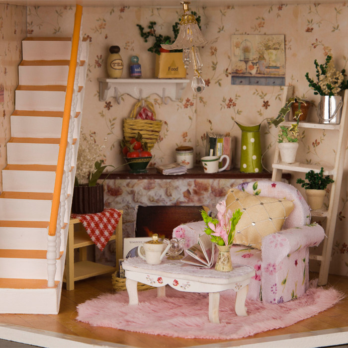 diy小屋模型手工制作 粉色公主城堡 拼装房模型 送女生生日礼物