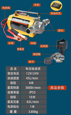正反转电动油泵12v24v220v直流加油泵自吸泵手动抽油泵柴油吸油机