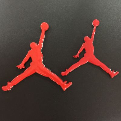 air jordan喬丹aj標誌3d立體金屬側標黑色飛人汽車貼紙裝飾貼車標