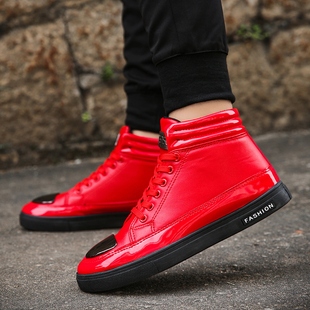 秋季新款学生高帮板鞋男韩版亮片休闲潮男鞋子快手网红上官带刀