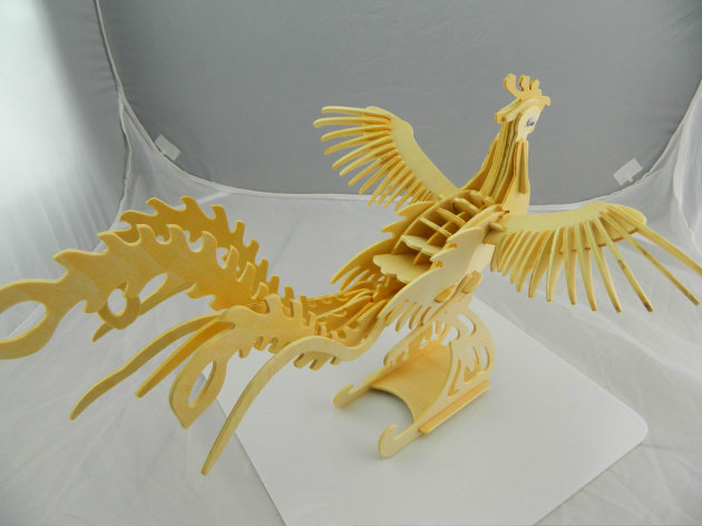 凤凰木制模型玩具3d木质立体拼图儿童四联益智手工模型热销特价