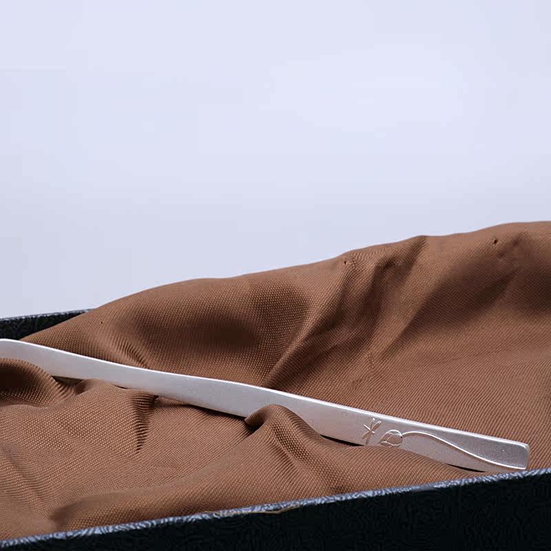 顺钦银楼 s990足银茶道四君子组合茶具银配件银茶匙茶针银摆件