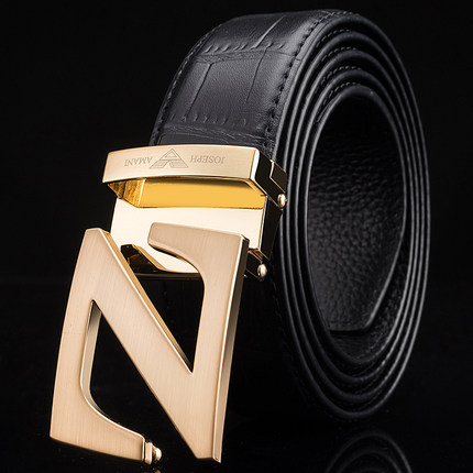 正品卓梵阿玛尼皮带男士真皮头层牛皮自动扣正装青年商务休闲腰带_不