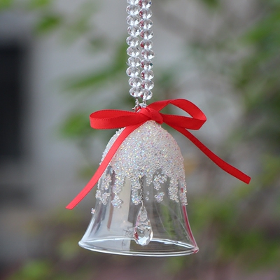 包邮 正品2017新款圣诞版铃铛挂饰雪花 水晶风铃汽车挂件