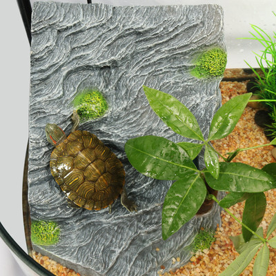 乌龟晒背台天然石爬坡水龟缸造景爬梯晒龟台躲避洞穴乌龟晒台爬台