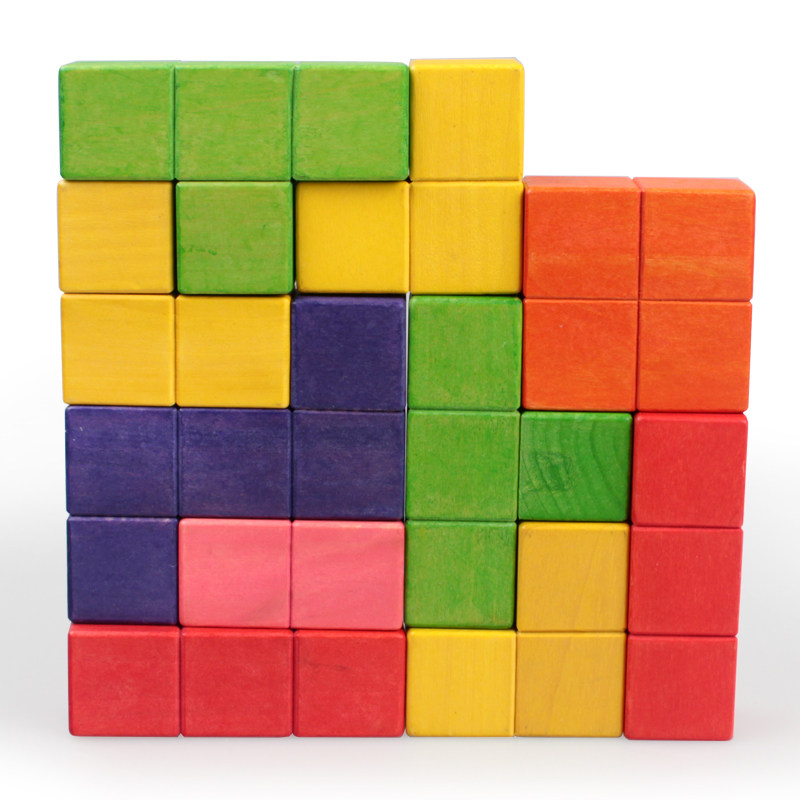 包邮智力木制俄罗斯方块彩色拼图积木立体3d百变益智儿童益智玩具
