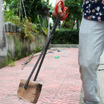包邮长柄扁头火钳垃圾夹垃圾钳拾物器手工铁钳烧烤炭钳垃圾夹加厚