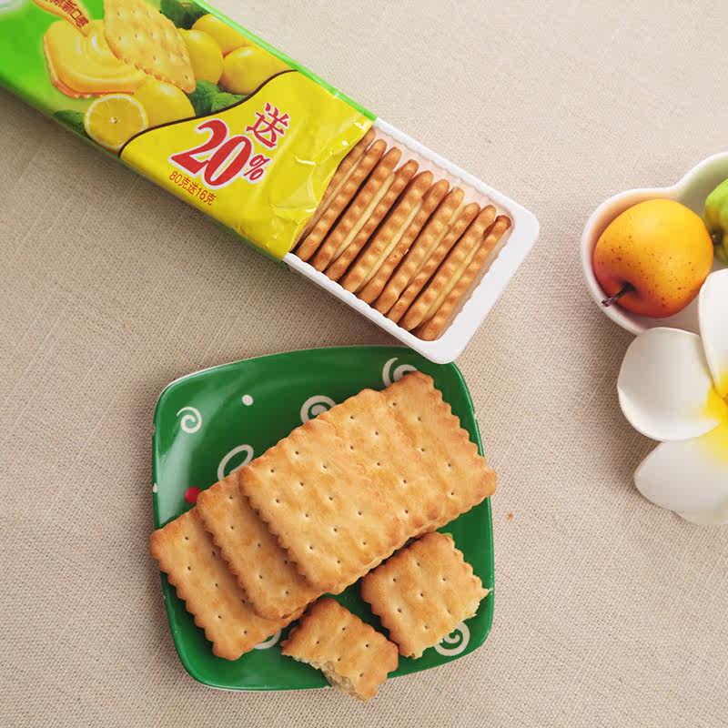包邮正品康师傅3 2夹心苏打饼干清新柠檬味240g/袋三连包休闲食品