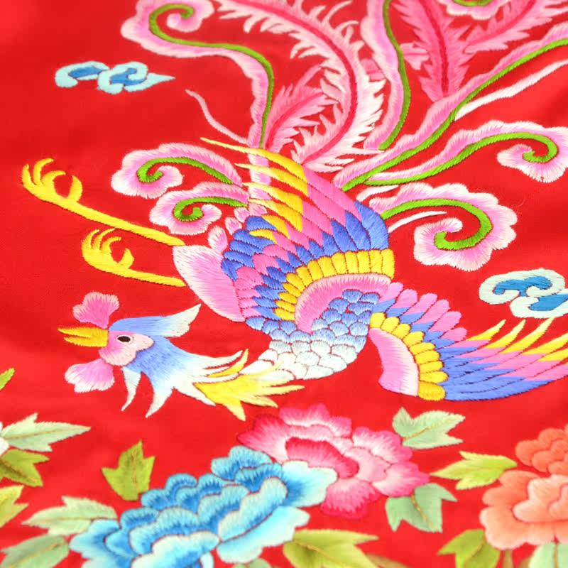 名古绣艺 春秋真丝超大 手工刺绣凤凰结婚超长款苏绣披肩中国礼品