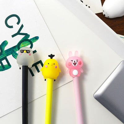 韩国可爱萌兔子水性笔学生卡通创意黑色中性笔办公文具0.5mm水笔