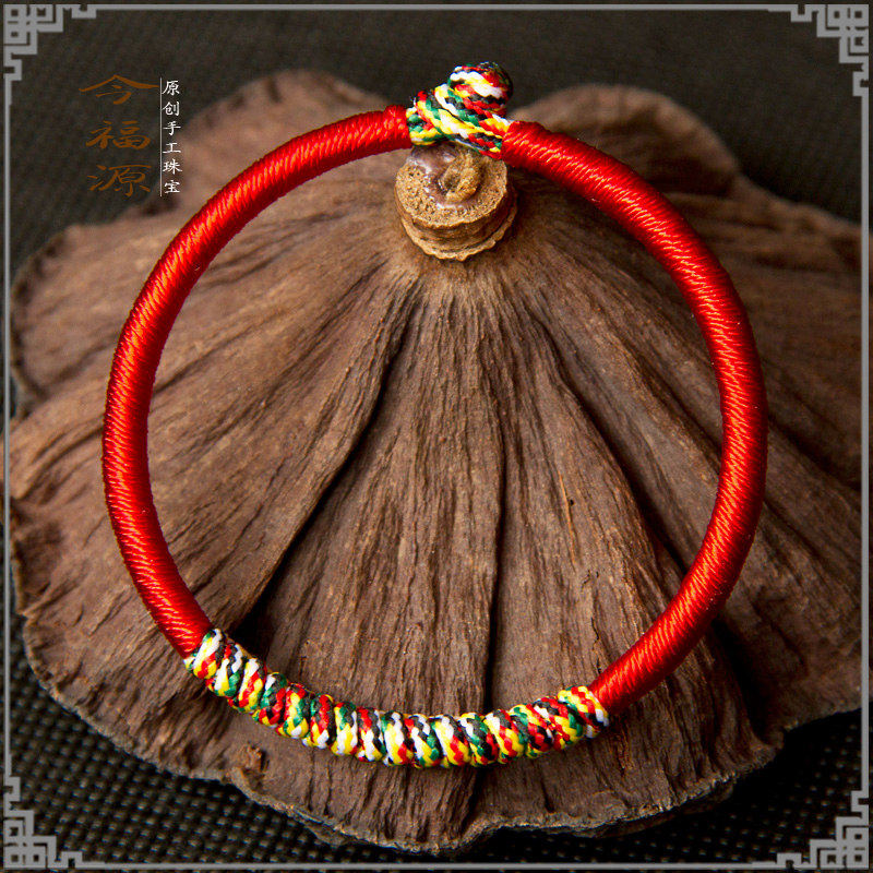 本命年化太岁情侣款红绳手链 男女五彩金刚结手绳 纯手工编织手链