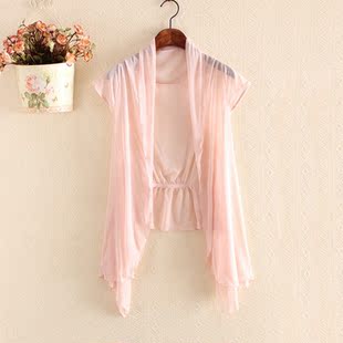 网纱无袖小披肩夏季外套女韩版潮百搭中长款开衫薄款女装上衣外搭