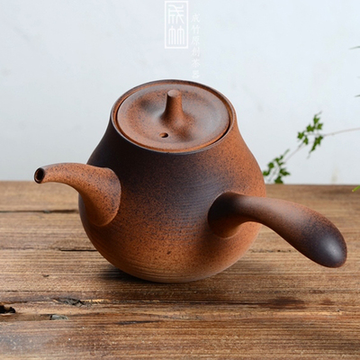 陶土砂铫粗陶壶功夫茶具日式侧把手工急须壶玉书煨烧水煮茶壶陶瓷