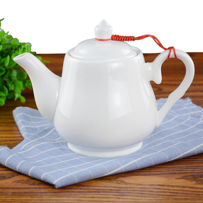 饭店纯白色 陶瓷茶壶 大号茶水壶过滤酒店餐厅饭店家用冷水壶包邮
