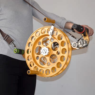 潍坊新款胜利镁合金风筝轮碟刹防倒转七导背带轮加长摇臂线轮正品