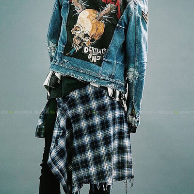 现货 高街 amiri 阿米里 2017新 柔软丝棉自然撕边灰格子长袖衬衫