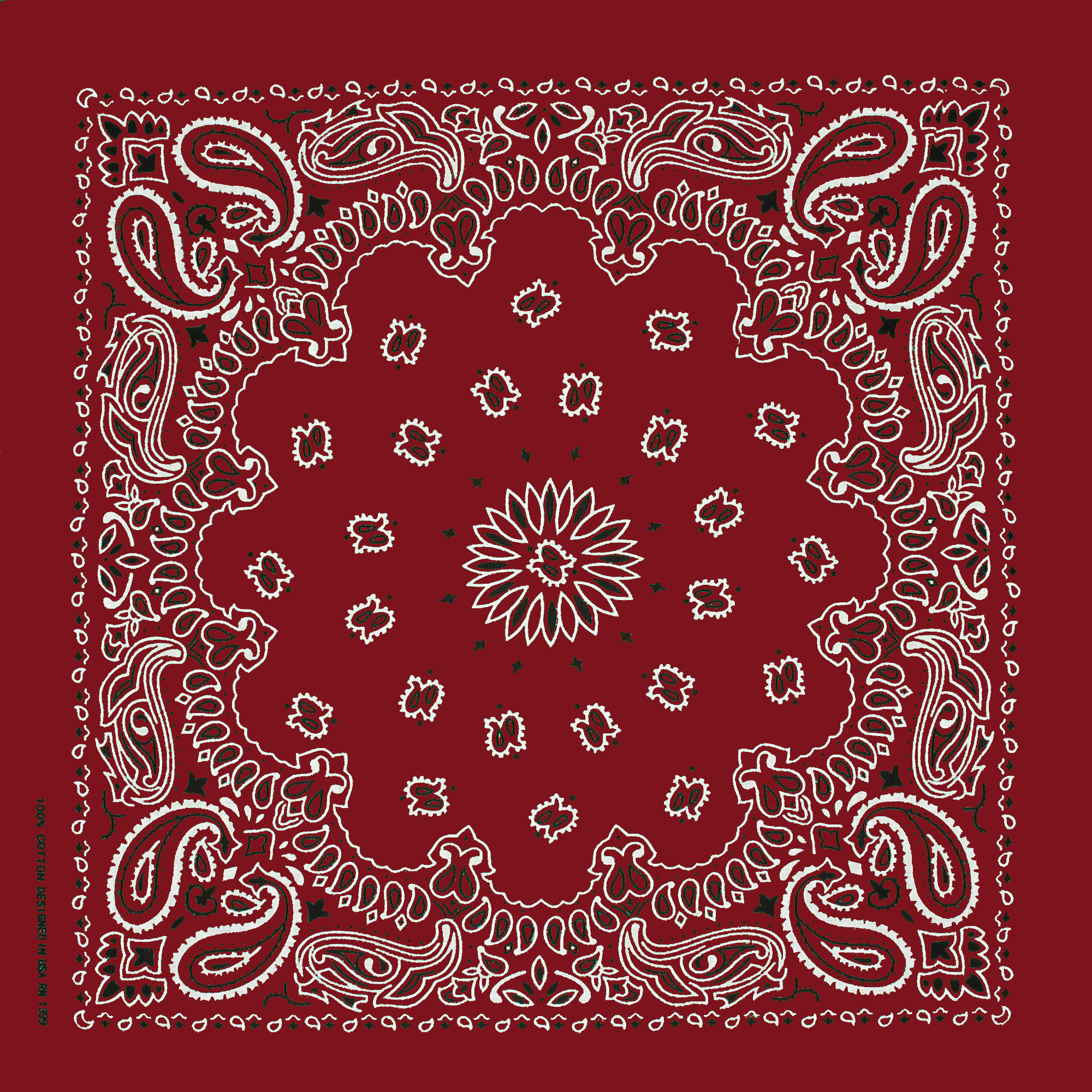 酒红色太阳腰果花街舞头巾,hip hop纯棉大方巾原宿风嘻哈朋克配饰