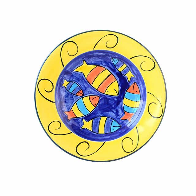 家用手绘餐具平圆形菜盘创意碟子早餐西餐盘挂盘装饰盘日式寿司碟