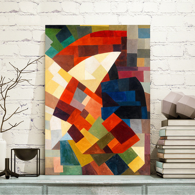 玄关装饰画抽象油画创意艺术几何色块彩色走廊过道挂画像素之美大