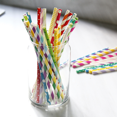 创意艺术彩色纸质吸管 小清新一次性果汁奶茶饮料环保纸吸管25根