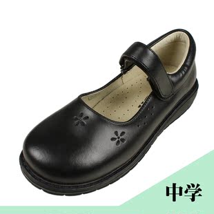 深圳校服正品统一校鞋 中学生制服礼服升旗搭配 女款学生黑皮鞋