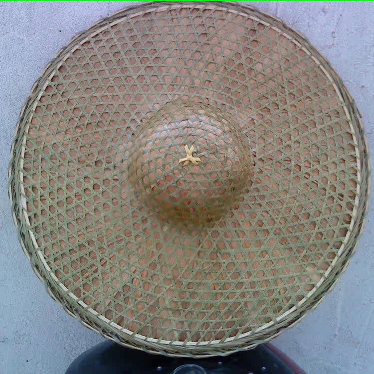 四川斗笠帽竹编大斗笠 防雨防晒装饰灯罩舞台道具钓鱼帽43-70厘米