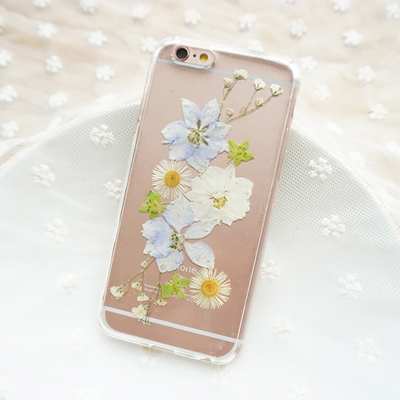 「云中君」易初手作压花干花花瓣手机壳 华为iphone6 7vivo oppo