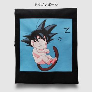 动漫画七龙珠小悟空光腚睡觉可爱萌萌哒纯棉短袖圆领潮男士t恤