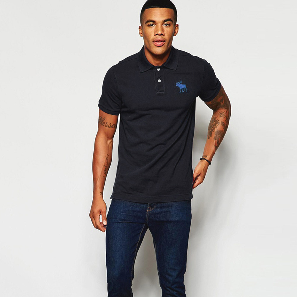 全美代购正品abercrombie fitch男士翻领af短袖polo衫t恤 男潮夏