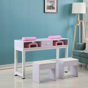 新款简约时尚美甲台美甲桌修甲台单双人三人双层美美甲店工作台