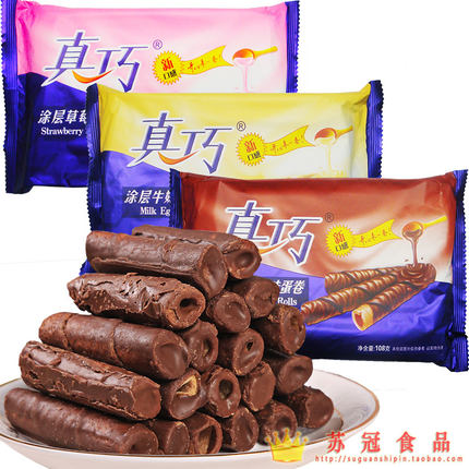 包邮【真巧 涂层蛋卷108g*40包】鸡蛋卷 蛋黄卷 饼干蛋糕面包零食_不