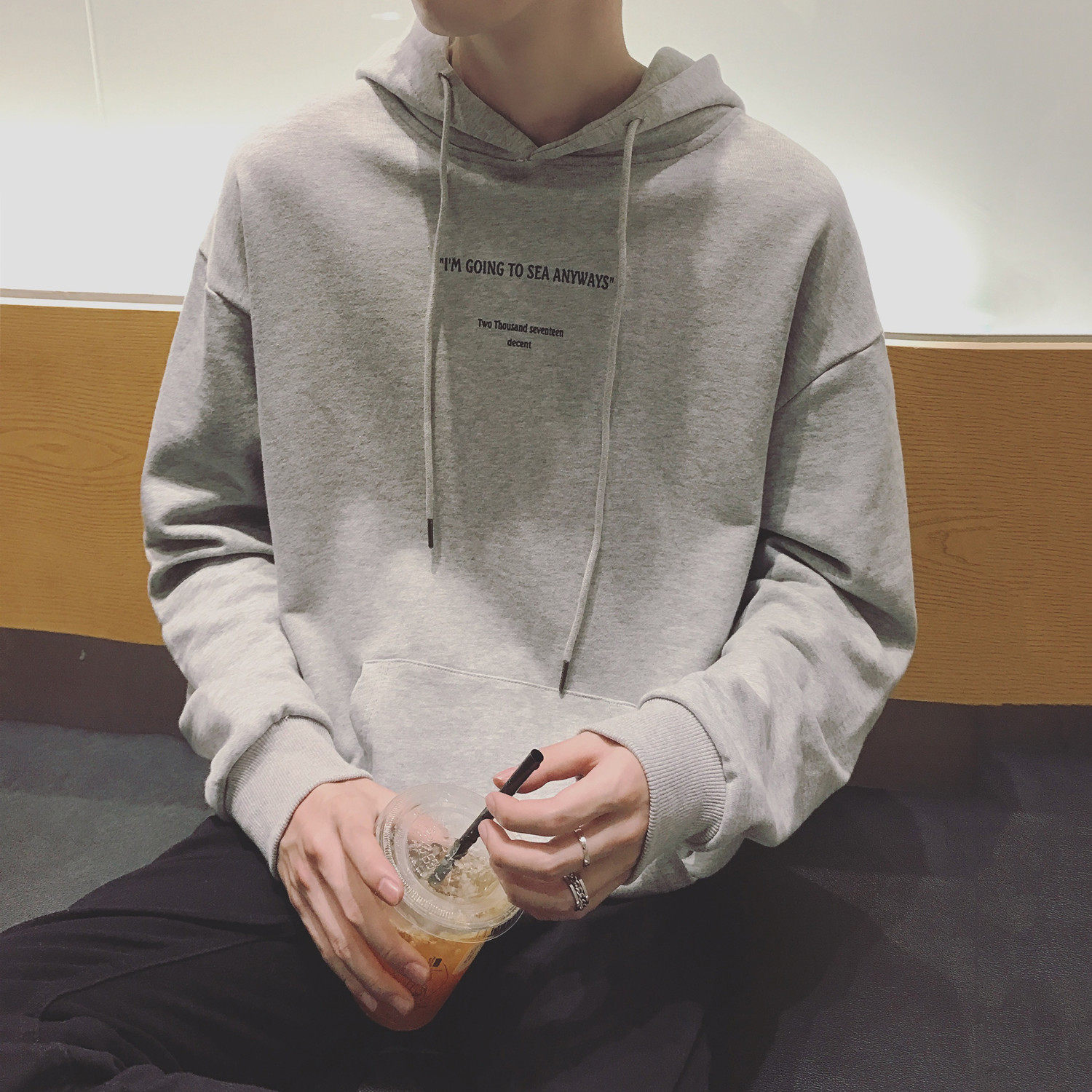 青少年卫衣男连帽韩版潮流学生套头衫长袖秋季带帽男生bf戴帽上衣