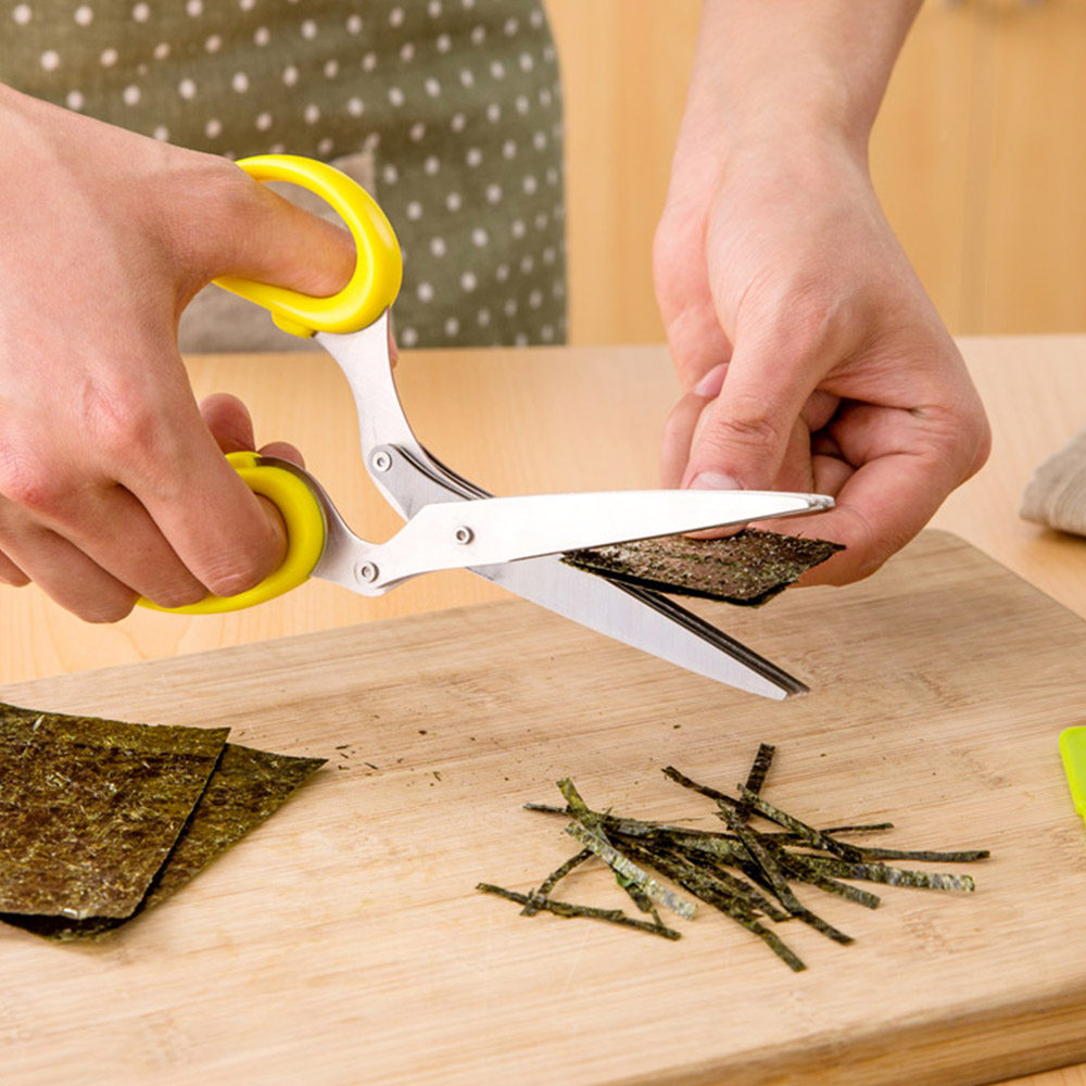 泡沫之夏 不锈钢五层葱花剪厨房多用碎食剪宝宝婴儿辅食剪刀包邮