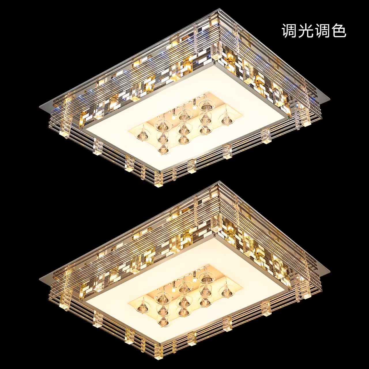 雷士照明led水晶灯长方形客厅餐厅吸顶灯欧式星钻现代简约调光