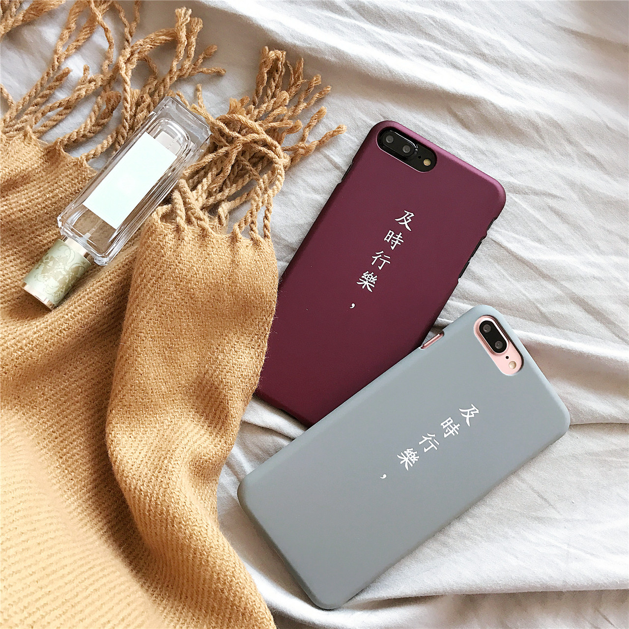 人生格言 及时行乐苹果6/6plus手机壳iphone7磨砂文字5s情侣硬壳
