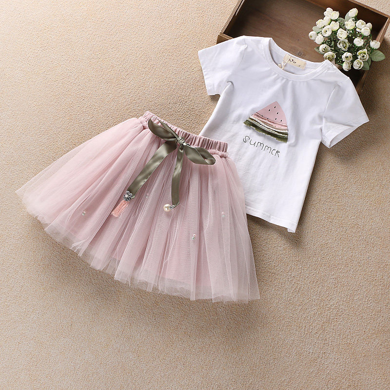 女童夏装套裙公主两件套连衣裙裙子童装儿童短袖套装