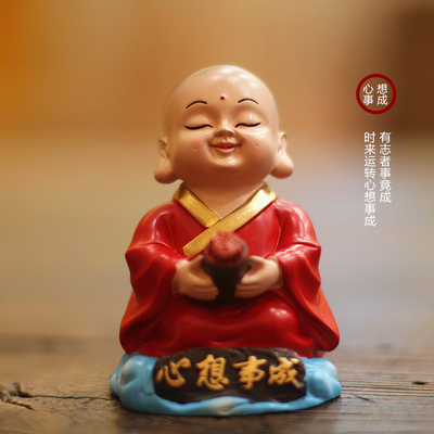送朋友同学禅意小摆件车载加油淡定随缘平安小和尚北京小礼物包邮