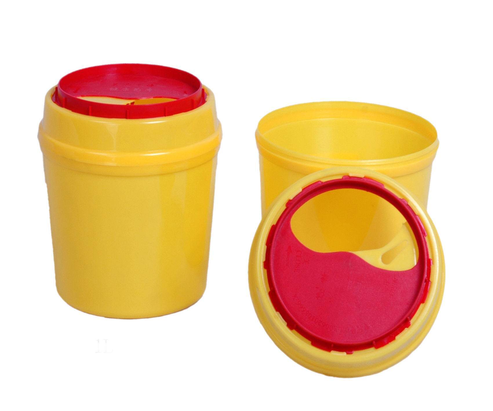 1升塑料利器盒医用锐器盒医疗垃圾桶针筒盒剪刀盒