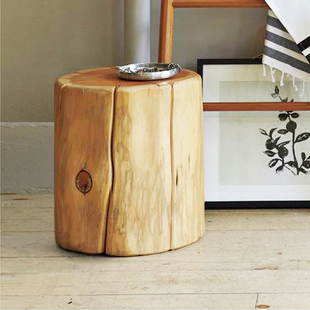 北欧简约原木小凳子原木茶几创意木墩床头柜 木桩凳 实木茶几包邮