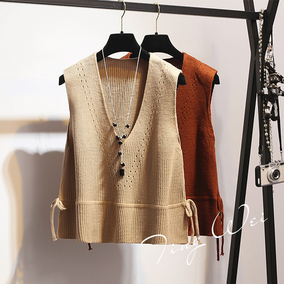 高领毛衣马甲套头针织背心女秋冬韩版宽松短款打底无袖粗毛线坎肩